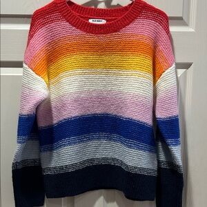 Old Navy Women's Colorful Striped Crew Neck Sweater